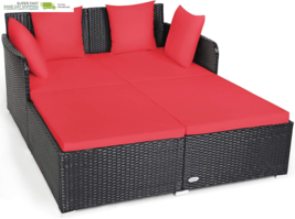 Outdoor Rattan Daybed, Sunbed Wicker Furniture W/Spacious Seat, Upholste... - $370.71