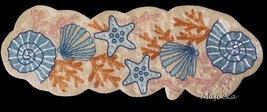 Beaded Table Runner Shells Starfish Ocean Nautical 36x14&quot; Beach Summer H... - $117.48