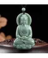 Natural Myanmar Jade Amitabha Buddha Pendant Necklace, Burma Jadeite - $1,423.61 MXN