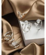 5 Piece Ring Set - Silver Stackable Rings - Midi Rings - £9.57 GBP