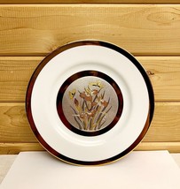Keito Vintage Fine China Plate Butterfly Iris Japan Chokin 24kt Gold Floral 8&quot; - £23.57 GBP