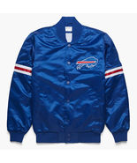 Vintage 80s NFL Buffalo Bills Letterman Varsity Baseball Blue Satin Jacket - £82.61 GBP