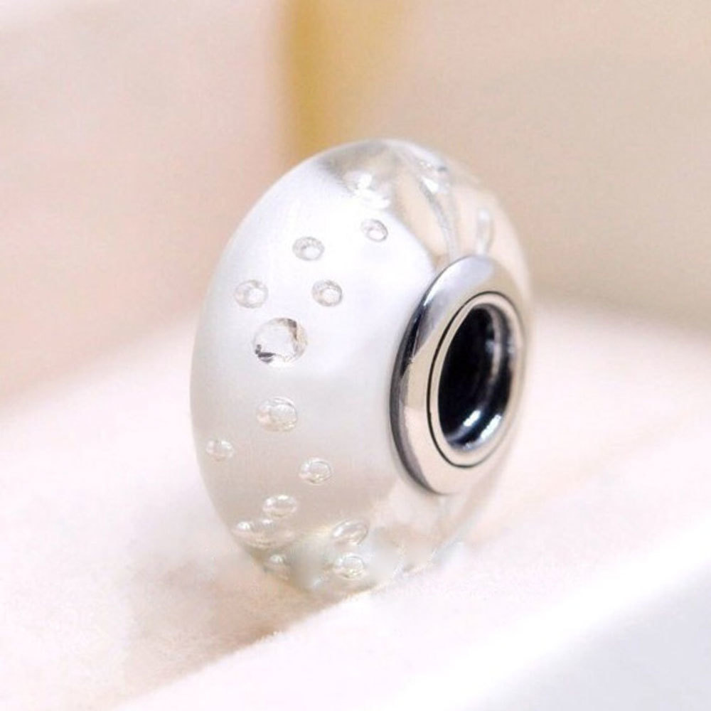 Clear Effervescence Fizzle Murano Glass Charm Bead For European Bracelet