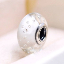 Clear Effervescence Fizzle Murano Glass Charm Bead For European Bracelet - £7.89 GBP