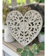 Hand Painted Light Grey Carved Heart - $58.84 CAD