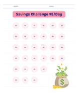 Savings challenge 5$/Day - $2.75 CAD