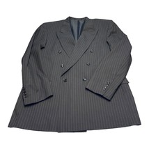 Jones New York Blazer Jacket Men&#39;s 44L Gray White Striped Wool Double Br... - £42.40 GBP
