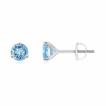 Authenticity Guarantee 
Angara Natural 5mm Aquamarine Classic Earrings in 14K... - £435.54 GBP