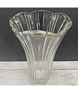 Vintage Anchor Hocking 6-Sided 8 1/2” Tall Ribbed Clear Glass Vase Scall... - £15.47 GBP