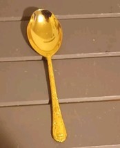 WM Rogers &amp; Son Gold Plated Serving Spoon Enchanted Rose  Silverware 9.5&quot; - $13.99