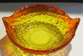 Tiara Amberina Textured Art Glass Leaf Bowl-Tiara pattern - $57.00