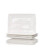 White Six Piece Rectangle Pebbled Porcelain Service For Six Dinner Plate... - $2,850.50 MXN
