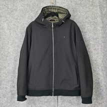 TOMMY HILFIGER Coat with Hood Men&#39;s Extra Large Black Soft-Shell Bomber ... - £20.86 GBP