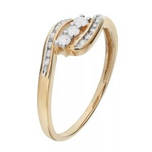 0.38CT Round Cut Diamond Swirl Engagement Ring in 14K Yellow Gold Plated Silver - £52.59 GBP