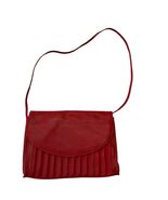 Latico Red Leather Shoulder Bag Vintage Pleated Front Flap Purse - $30.60