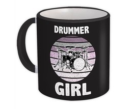 Drums Retro Musical Wall Art Poster : Gift Mug Drummer Girl Gradiente Vintage Ca - £12.74 GBP