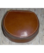 Vintage Bosca Built 3&quot; rOund change jewelry case w/ zipper Genuine Calf ... - $66.07
