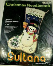 Sultana Christmas Needlecraft Jeweled Christmas Stocking Snowman 18&quot; Long Kit - $31.59