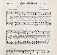 1883 Gospel Hymn Draw Me Nearer Sheet Music Victorian Church Religious ADBN1ggg - £11.87 GBP