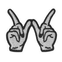 WHAT EVER IRON ON PATCH 2.8&quot; W Finger Gesture Hand Feminist Girl Gang Ap... - $3.76 CAD