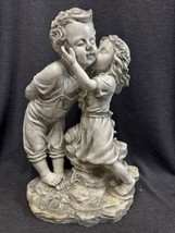 Retro Garden Statue Decorative Children Kissing Yard Figurine 19” Tall - $34.65