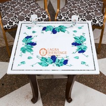 Antique Marble Top Coffee Table Malachite Semi Precious Floral Art Home Decor - £1,914.46 GBP