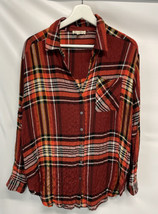 Jane and Delancey Multicolored Plaid Button Front Shirt Blouse Top Rayon Blend M - £17.17 GBP