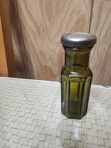 3- Mediterranean Vintage Olive Green Glass Eight Sided 5” Capers Bottle ... - $13.99