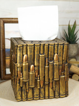 Western Military Rifle Ammo Shells Gold Tone Bullets Tissue Box Holder Case - £23.97 GBP