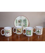 SAKURA Happy Holidays GRACEY KNIGHT Set of 4 Stoneware Mugs Cups Christm... - $266.38 MXN