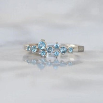Tiny Blue Topaz Engagement Ring, Sterling Silver Handmade Minimalist Jewelry - £55.94 GBP