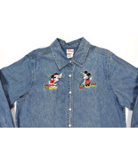 Disney Shopping Vintage Denim Jean Long Sleeve Shirt Mickey Minnie Chris... - $831.05 MXN