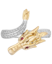 Enchanted Disney Diamond &amp; Sapphire Mulan Dragon Ring Two-Tone Silver Disney - $128.00