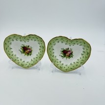 Royal Albert Old Country Roses Green rim Heart Shaped Porcelain Trinkets... - $76.50