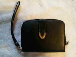 015 1994 Avon Black Wallet Purse Organizer Vinyl Simulated Leather Look - $6.99
