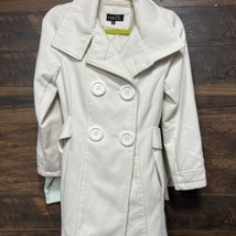 Rue 21 Pea Coat Cream Women Small Belted Big Buttons Stand Collar Wool B... - $10.44