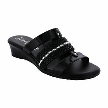 Italiana by Italian Shoemakers Women&#39;s Dorthie Wedge Sandals 8M Black NEW - £34.91 GBP