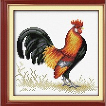 Golden Hen Cross-Stitch Kit: 14 Beginner-Friendly Stamped Needlework Sets with P - $30.64