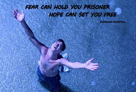 Motivation Sign Shawshank Redemption Fear Can Hold You Prisoner Hope Photo - £6.46 GBP