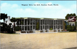 Daytona Beach FL Empty Parking Lot @ Wagner&#39;s Grill @ Atlantic Ave~1953 Postcard - £17.01 GBP