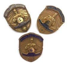 3 Vintage National Safety Council Safe Driver Award 1 &amp; 6 Year Pin Driving Badge - £9.56 GBP