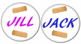 Jack &amp; Jill Set Of 2 3&quot; Buttons Couple Costume Prop Halloween Costume Pin Back - £9.19 GBP