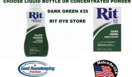 DARK GREEN #35 RIT Fabric DYE choose Liquid Bottle or Powder Concentrate - $20.69+