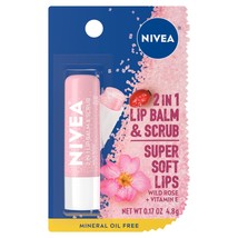 Nivea, Caring Scrub Super Soft Lips, Rosehip Oil + Vitamin E, 0.17 oz (4.8 g) - £14.38 GBP