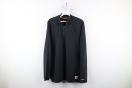 Vintage Carhartt Mens Medium Faded Spell Out Half Zip Pullover Sweater Top Black - £30.89 GBP