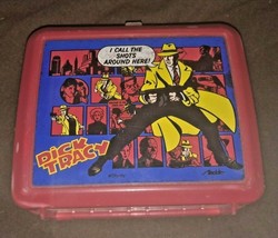 Disney Dick Tracy Red Plastic Lunch Box by Aladdin - £14.72 GBP