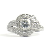 Authenticity Guarantee 
Vintage Art Deco Diamond Platinum Cocktail Ring,... - £2,319.74 GBP