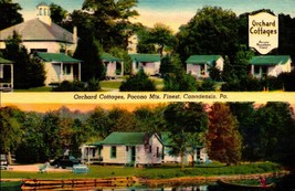 Canadensis, PA / Pocono Mountains Postcard ORCHARD COTTAGES Linen -1940&#39;s bk44 - £3.11 GBP