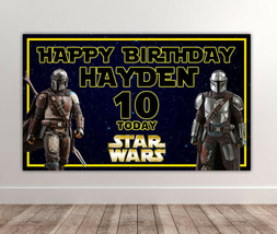2 X MANDALORIAN Personalised Birthday Backdrops - Star Wars Banner 40x24 Inches - £14.18 GBP