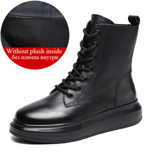 Brand Women Boots Autumn Winter Thick Bottom Warm Shoes Waterproof Genuine Leath - £82.29 GBP